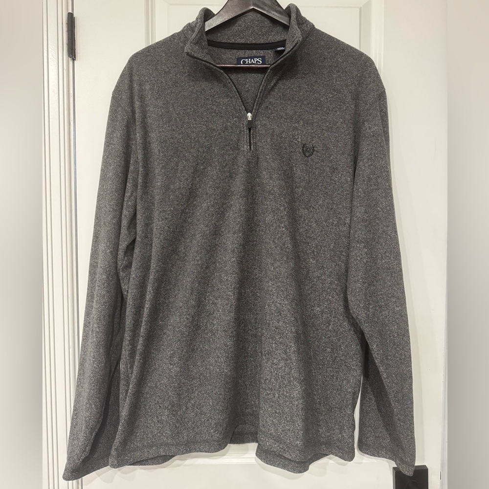 Chaps Men's Charcoal Quarter Zip Fleece Sweater Size XL